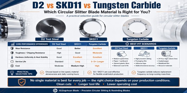 D2 vs SKD11 vs Tungsten Carbide: Which Circular Slitter Blade Material Is Right for You?